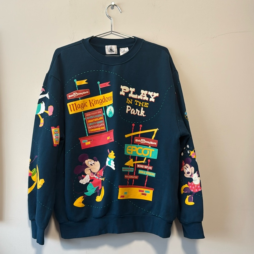 Disney Navy Blue Play in the Park Graphic Sweatshirt with Multicolor Prints
